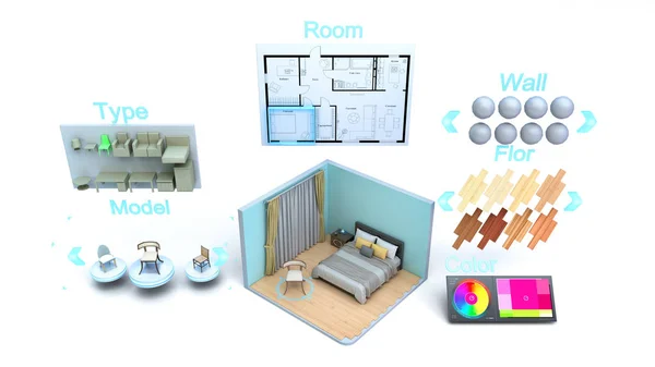 Modern concept voor het snel creëren van interieur design kamer design — Stockfoto