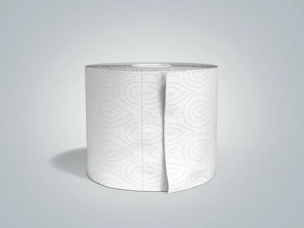 Rolo Papel Higiênico Único Render Gradiente Cinza — Fotografia de Stock