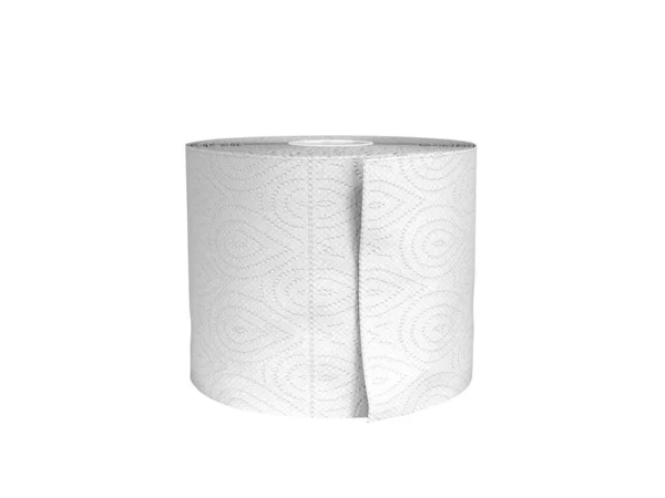 Single Toilet Paper Roll Render White Shadow — Stock Photo, Image
