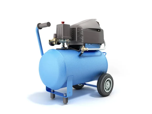 Moderno Compressor Azul Renderização Fundo Branco — Fotografia de Stock
