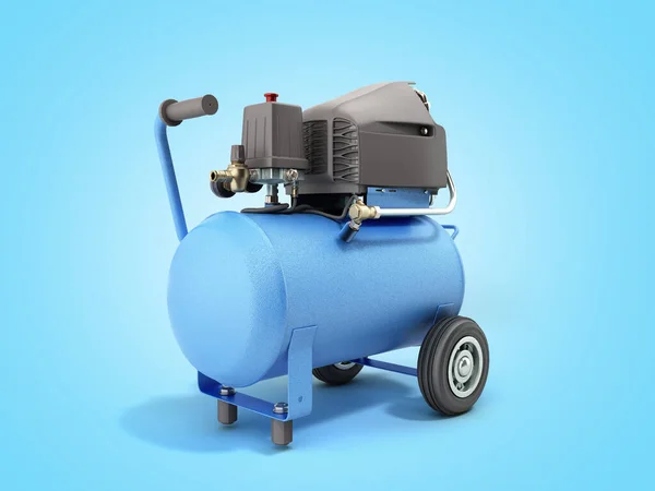 Moderní Blue Air Compressor Vykreslení Modrém Gradientu Pozadí — Stock fotografie