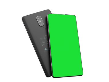 Boş yeşil ekranlı cep telefonundaki mobil uygulamanın sunumuName