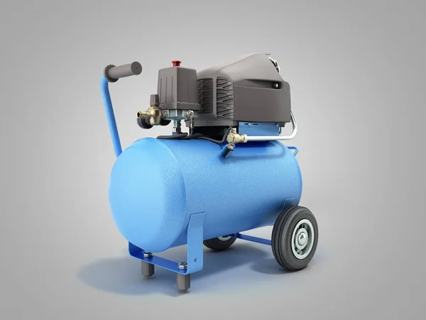 Moderno Blue Air Compressor Render Fundo Gradiente Cinza — Fotografia de Stock