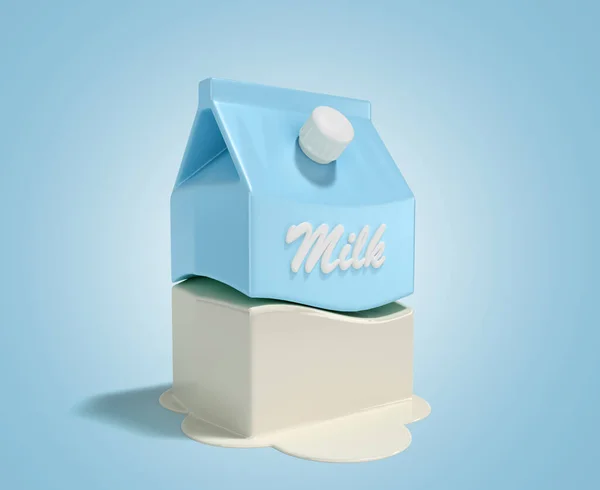 Minimalistische Verpackung Von Milch Render Auf Blauem Farbverlauf Hintergrund — Stockfoto