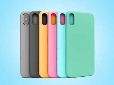 showcase 3d gradyan üzerinde çok renkli telefon kılıfları sunumu