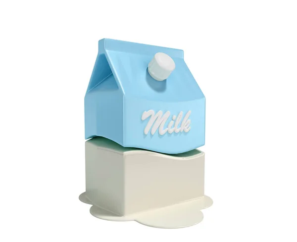 Minimalistische Verpackung Von Milch Rendering Auf Weiß Kein Schatten — Stockfoto