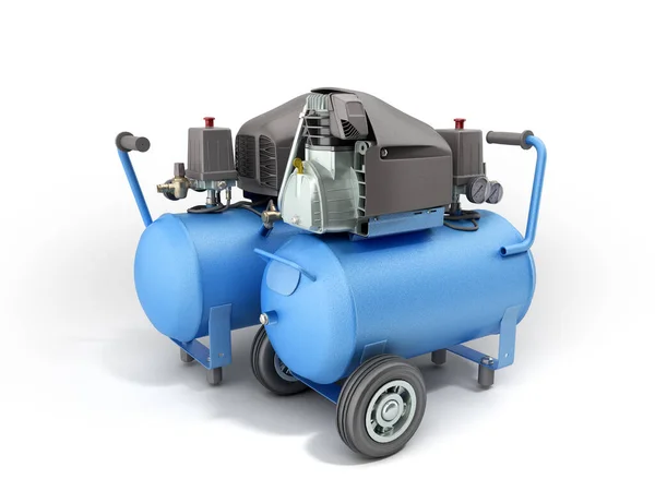 現代のBlue Air Compressor 3Dレンダリング — ストック写真