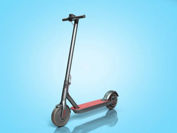 Svart Elektrisk Scooter Render Blå Lutning Bakgrund — Stockfoto