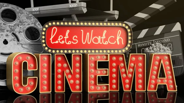 Cinema Had Light Concept Nave Lets Watch Cinema Render Darck — Stock Photo, Image