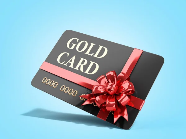 VIP black gift card with red bow 3d render on a blue gradient