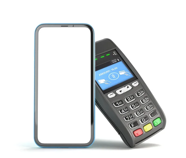 Cep Telefonu Bankacılığı Boş Ekran Aracılığıyla Boyutlu Beyaz Ekran Üzerinde — Stok fotoğraf