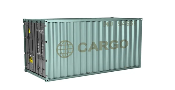 Gray Metal Shipping Container Render White Shadow — Stock Photo, Image