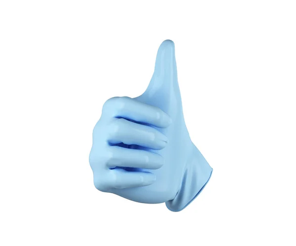 Medicinsk Handske Med Tummen Upp Godkännande Render Vitt — Stockfoto