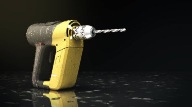 nesnenin sunumu için modern taşınabilir matkap siyah arkaplan