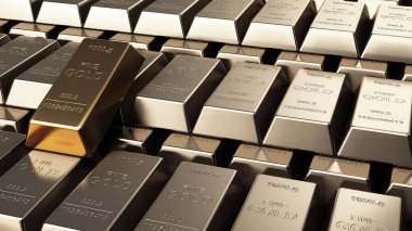 Altın çubukların arkaplanı yüksek kaliteli 3d oluşturma kalıbını kapat