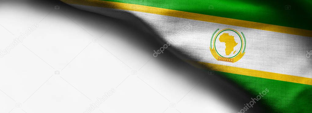 African Union flag pattern on the fabric texture on white background