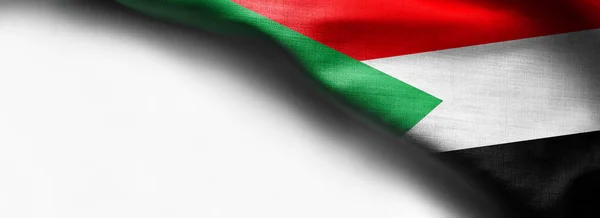 Bandeira de textura de tecido do Sudão no fundo branco — Fotografia de Stock