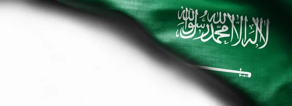 Bandeira de textura de tecido da Arábia Saudita em fundo branco — Fotografia de Stock