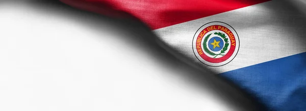 Vlající vlajka Paraguaye, Jižní Amerika na bílém pozadí - — Stock fotografie
