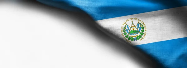 Sventolando bandiera astratta tessuto El Salvador sul backgroun bianco — Foto Stock