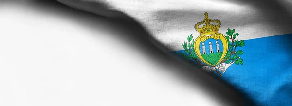 San Marino vlag zwaaien op witte achtergrond — Stockfoto