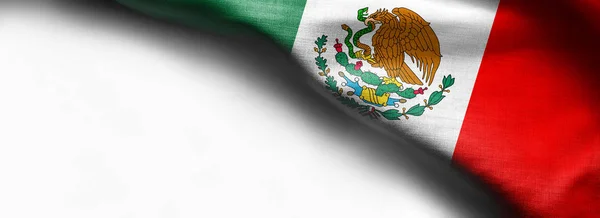 Мексиканські розмахував прапором на білому тлі — стокове фото