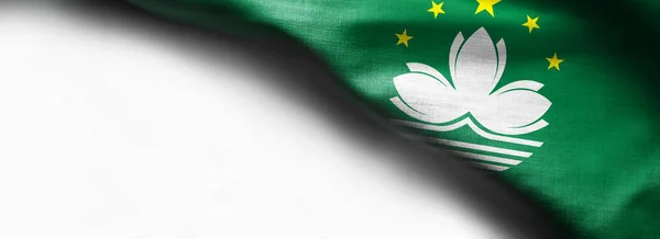 Bandera ondeante de tela de Macao sobre fondo blanco — Foto de Stock