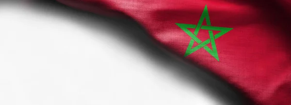 Bandeira de Marrocos em fundo branco - canto superior direito — Fotografia de Stock