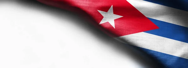 Tessuto bandiera texture di Cuba su sfondo bianco - angolo in alto a destra — Foto Stock