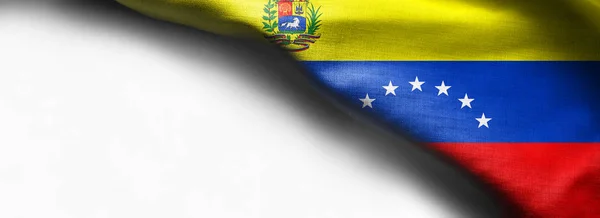 Primo piano della bandiera nazionale del Venezuela su sfondo bianco - bandiera in alto a destra — Foto Stock