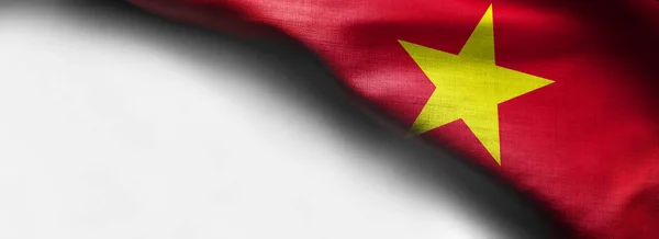 흰색 바탕-오른쪽 상단 코너 플래그에 베트남의 국기를 흔들며 — 스톡 사진