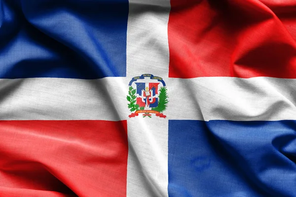現実的なカラフルな背景、ドミニカ共和国の旗 — ストック写真