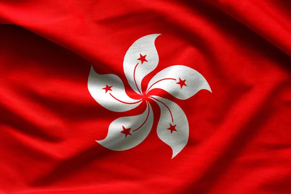 Реалістичний прапор Гонконгу — стокове фото