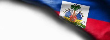 Beyaz zemin üzerine - sağ üst köşe bayrak bayrak sallayarak Haiti