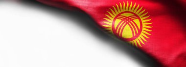 Kırgızistan gerçekçi bayrak beyaz arka planda - sağ üst köşe bayrak