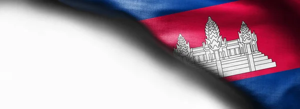 Bandeira de algodão cambojano no fundo branco - bandeira do canto superior direito — Fotografia de Stock