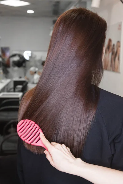 Beautiful Slavic Hair Model Care Restoration Procedures Beauty Salon — Stock Photo, Image