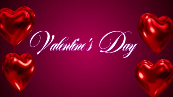 День Святого Валентина Лютого Куль Злетіти Серця — стокове відео