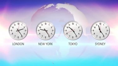 4k Light Globe saat dilimi. İş saati 30 saniyeden 12 saat geri sayım. Borsa