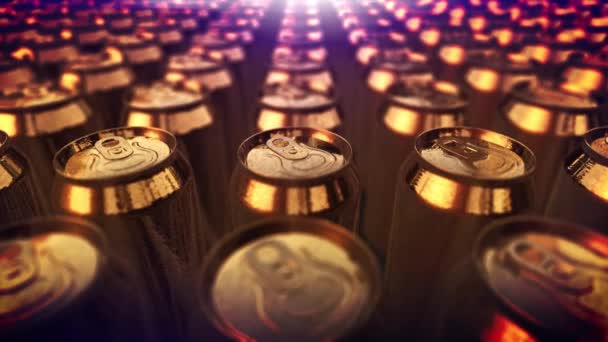 Latas Refrigerante Alumínio Latas Cerveja Bebida Energética Reciclagem Coque Close — Vídeo de Stock