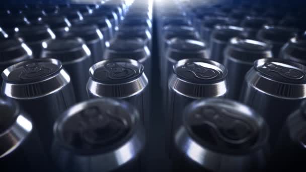 Latas Cerveza Bebida Energética Latas Aluminio Lata Soda Bucle Fondo — Vídeos de Stock