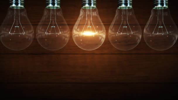 アイデア電球 イノベーション 明るい エジソン 飲食店 シャンデリア 照らされた パーティー エネルギー ランプ — ストック動画