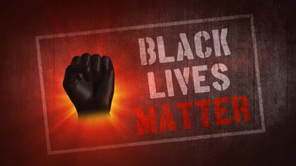 黒人の命を呼吸できない アメリカ国旗 米国における黒人の人権に関する暴動を抗議する — ストック動画