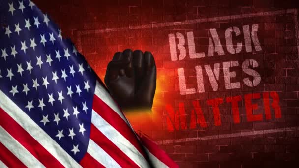 Jag Kan Inte Andas Black Lives Materia Flagga Amerika Protestupplopp — Stockvideo