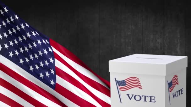 Выборы Сша Избирательный Бюллетень Голосования Размахиванием Флагом Соединенных Штатов Америки — стоковое видео