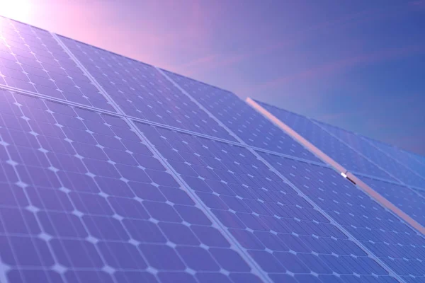 Tecnología Generación Energía Solar Renderizado Energía Alternativa Módulos Panel Batería — Foto de Stock