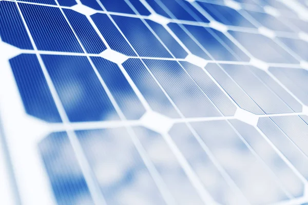 3D rendering güneş enerjisi üretimi teknolojisi. Alternatif enerji. Güneş pili paneli modülleri mavi gökyüzü ile.