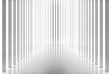 neon ışıkları ile 3D render soyut oda iç. Fütüristik mimarisi arka plan. Mock-up tasarım projesi