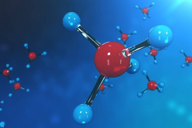3D render molekülleri. Atomlar bacgkround. Başlık sayfası veya el ilanı için tıbbi geçmişi. Atomik düzeyde moleküler yapısı