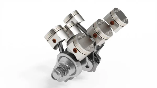Rendering Förbränningsmotor Motor Delar Vevaxel Kolvar Bränsle Leverans System Motorn — Stockfoto